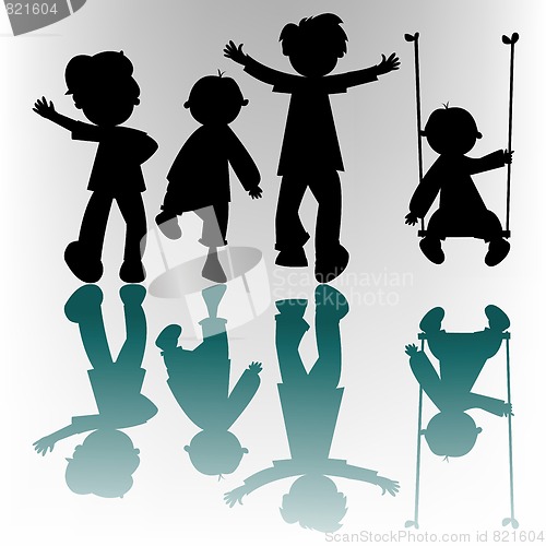 Image of happy children silhouettes