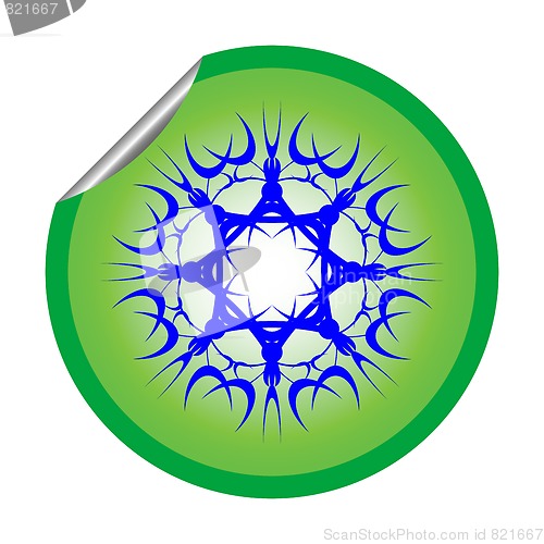 Image of snow flake sticker isolated on white background