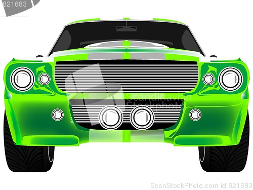 Image of green sport car front isolated on white
