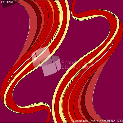 Image of red waves on purple background