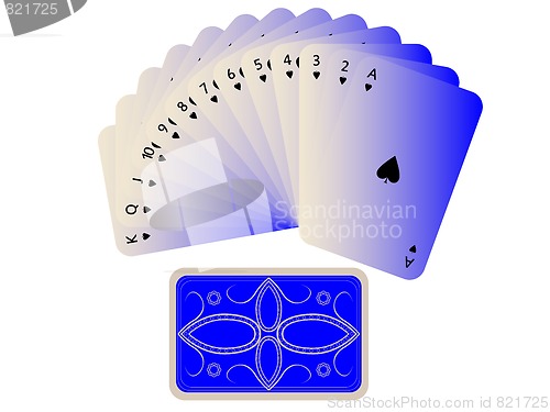 Image of spades cards fan with deck isolated on white