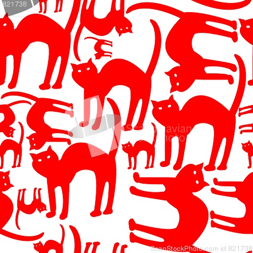 Image of red cats pattern isolated on white background