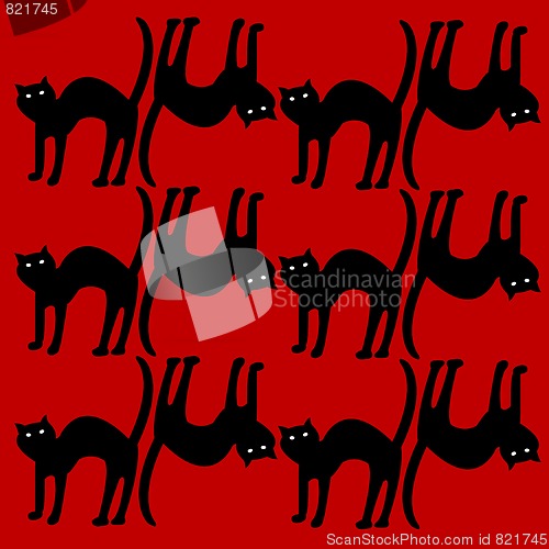 Image of cat pattern isolated on red background