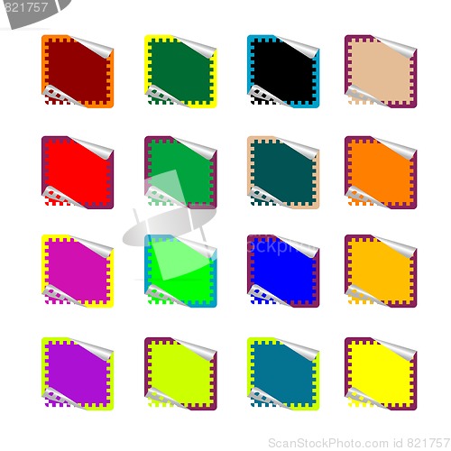 Image of double rounded rectangle colored stickers isolated on white