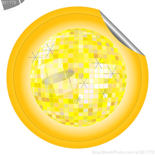 Image of disco ball yellow sticker