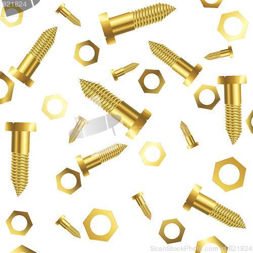 Image of screws and nuts over white background