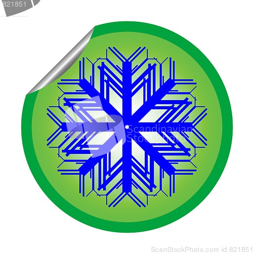 Image of snow flake sticker isolated on white background 2