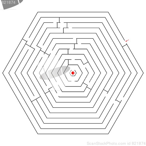 Image of hexagonal black maze
