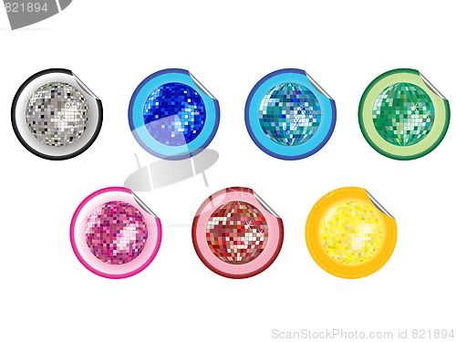 Image of colored disco ball stickers collection