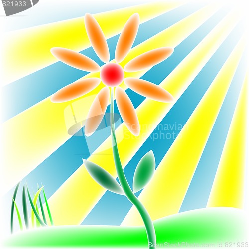 Image of flower, grass and sun