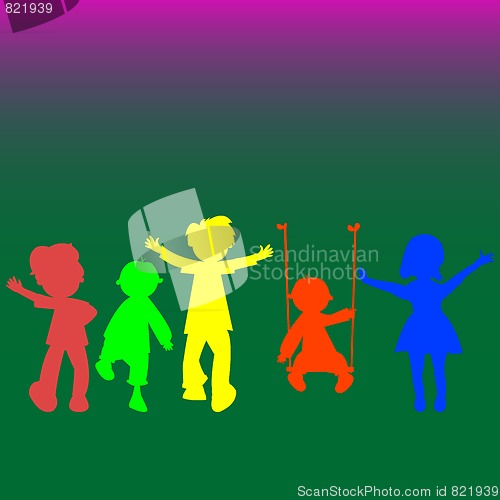 Image of retro little kids silhouettes