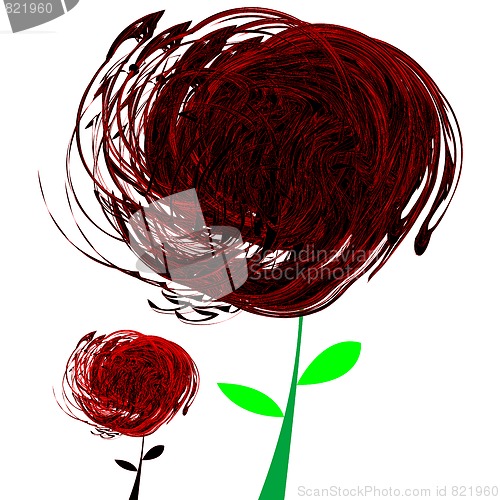 Image of abstract black and red flowers