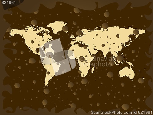 Image of world map with colored earth bubbles