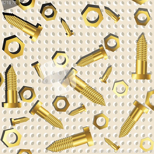 Image of screws and nuts over metallic texture