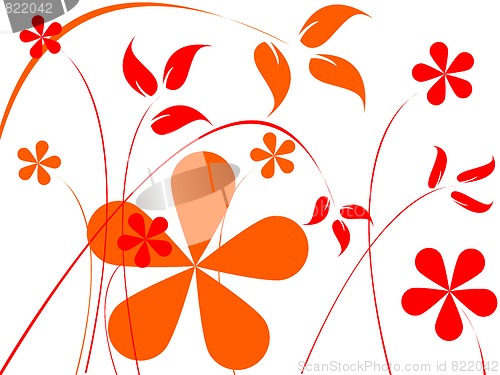 Image of orange and red flowers composition
