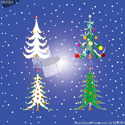 Image of four christmas trees