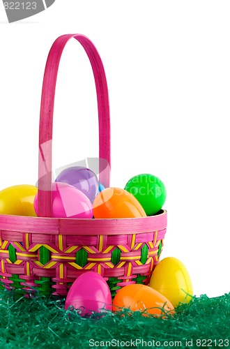 Image of Easter basket with colored eggs