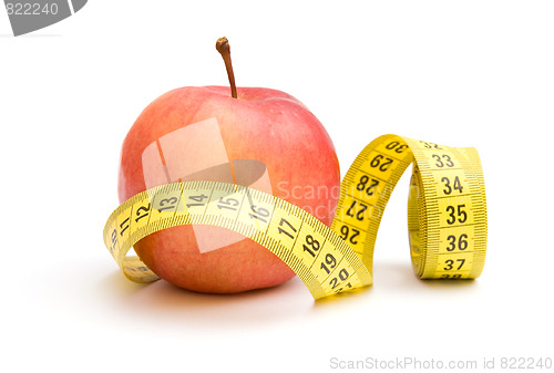 Image of Red apple and measuring tape