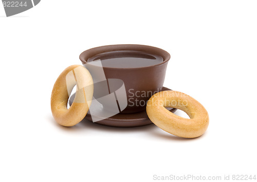 Image of Cup of tea and donuts