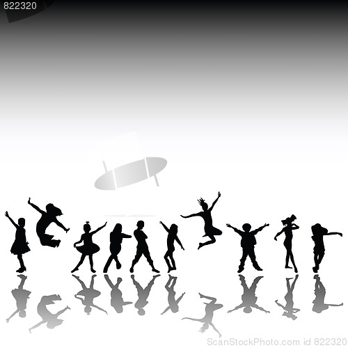 Image of Happy kids silhouettes