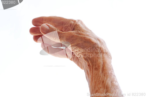 Image of Senior woman's hand isolated on white