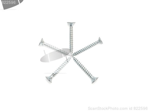 Image of Five-pointed star made of screws isolated