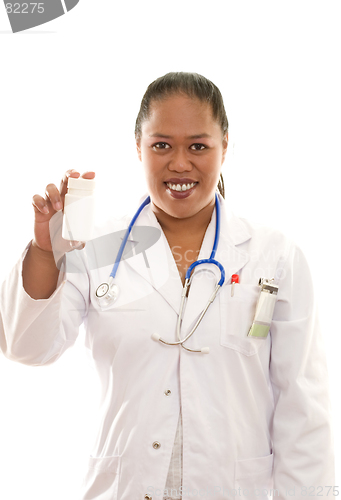 Image of Female Ethnic Doctor with pharmaceuticals