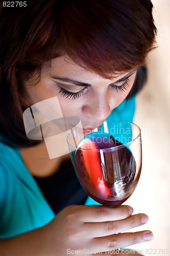 Image of Woman Drinking Red Wine