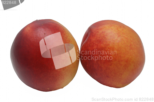 Image of Two nectarine on white background