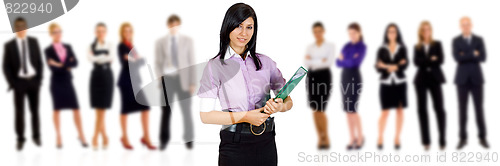 Image of business woman student leading a team 