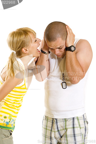 Image of woman shouting and screaming at her boyfriend