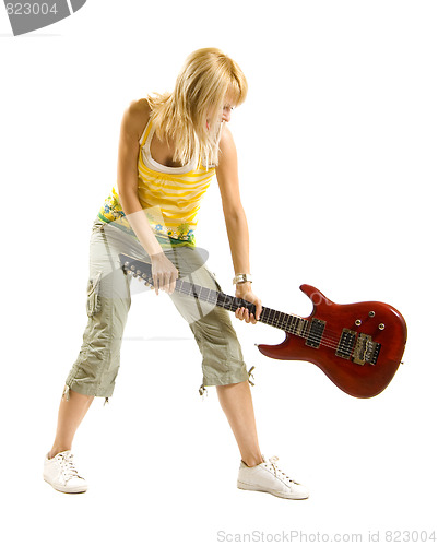 Image of breaking her guitar