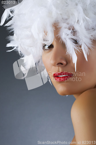 Image of attractive woman wearing wig
