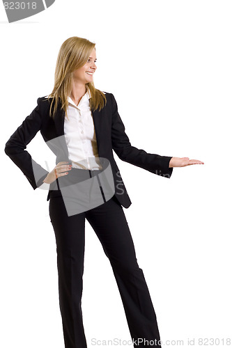 Image of beautiful woman looking at your product