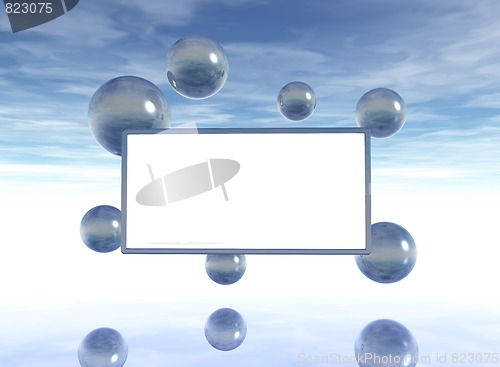 Image of bubbles and blank white board