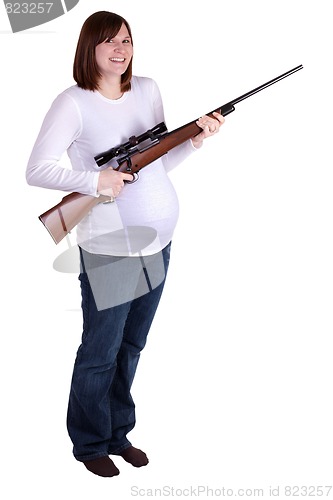 Image of Pregnant Lady with Riffle