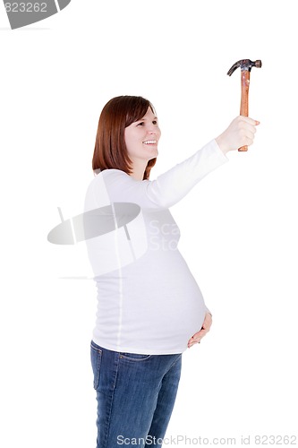 Image of Pregnant Mother Pounding a Hammer