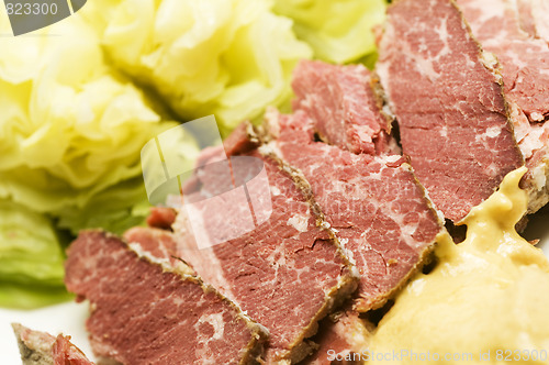 Image of corned beef and cabbage with mustard