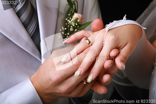 Image of Groom puts the ring