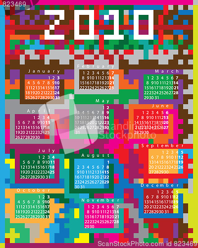 Image of Colorful calendar for 2010