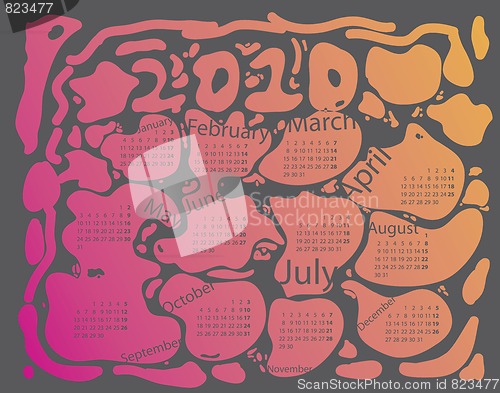 Image of Artistic colorful calendar for 2010