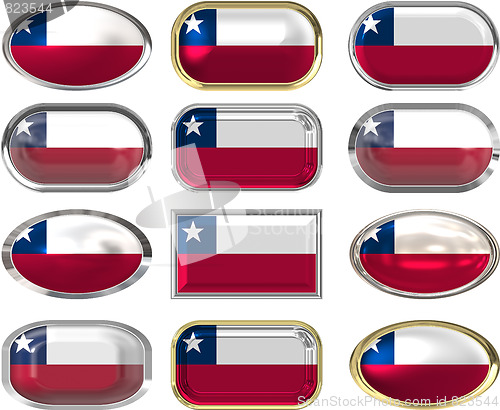 Image of twelve buttons of the Flag of Chile