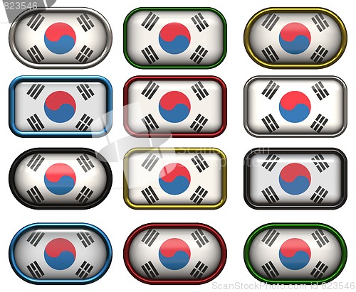 Image of 12 buttons of the Flag of South Korea