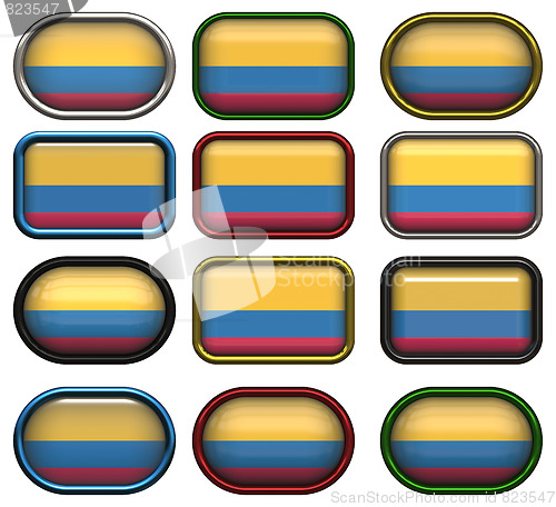 Image of twelve buttons of the Flag of Colombia