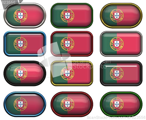 Image of 12 buttons of the Flag of Portugal