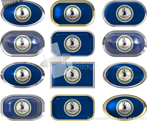 Image of 12 buttons of the Flag of Virginia