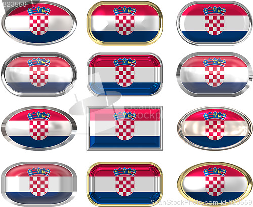 Image of twelve buttons of the Flag of Croatia