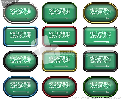 Image of 12 buttons of the Flag of Saudia Arabia