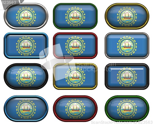 Image of 12 buttons of the Flag of New Hampshire