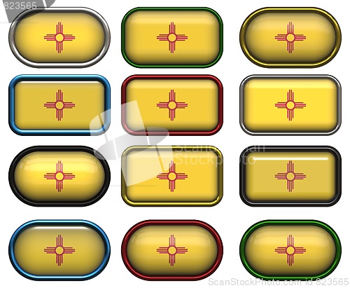 Image of 12 buttons of the Flag of New Mexico